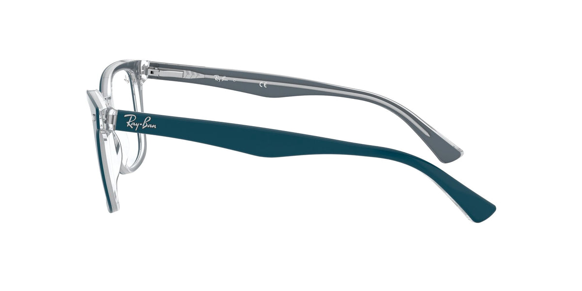  Women's Size 53 Phantos Butterfly RB5285 Optics Prescription Eyeglasses with Case, Turquoise On Transparent/Demo Lens