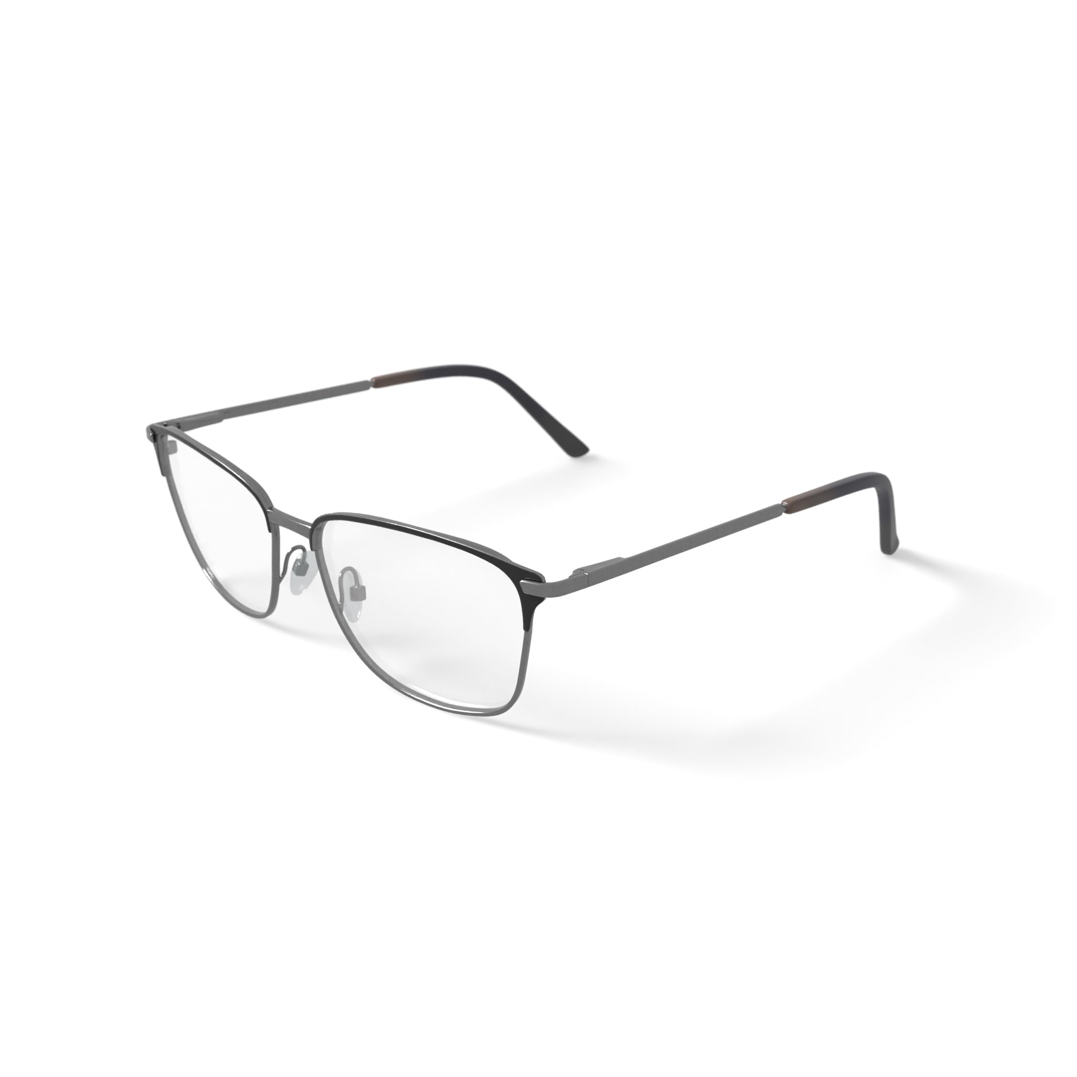 Men's MOP44 Square Prescription Eyeglasses with Case, Black/Silver