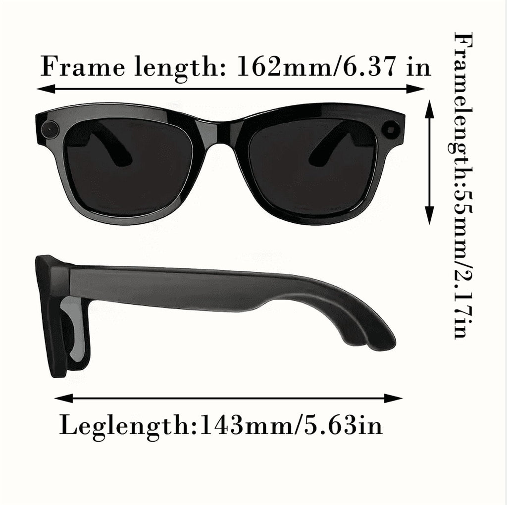 Smart AI Camera Glasses with HD Video Recording, Built-in Speakers, Voice Assistant & Blue Light Protection
