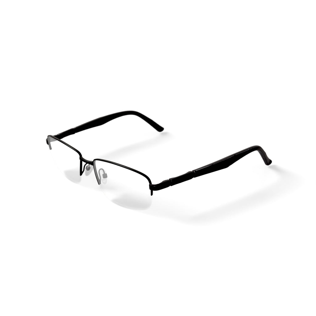 Men's Soldier Rectangular Prescription Eyeglasses with Case, Black