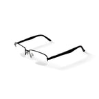 Men's Soldier Rectangular Prescription Eyeglasses with Case, Black