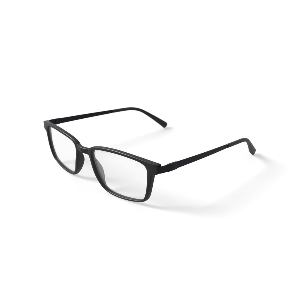 Men's Wilder Rectangular Prescription Eyeglasses with Case, Matte Black