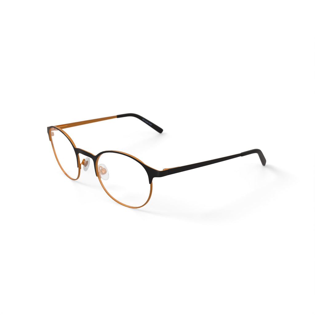 Women's BE257 Begonia Round Prescription Eyeglasses with Case, Black/Rose Gold