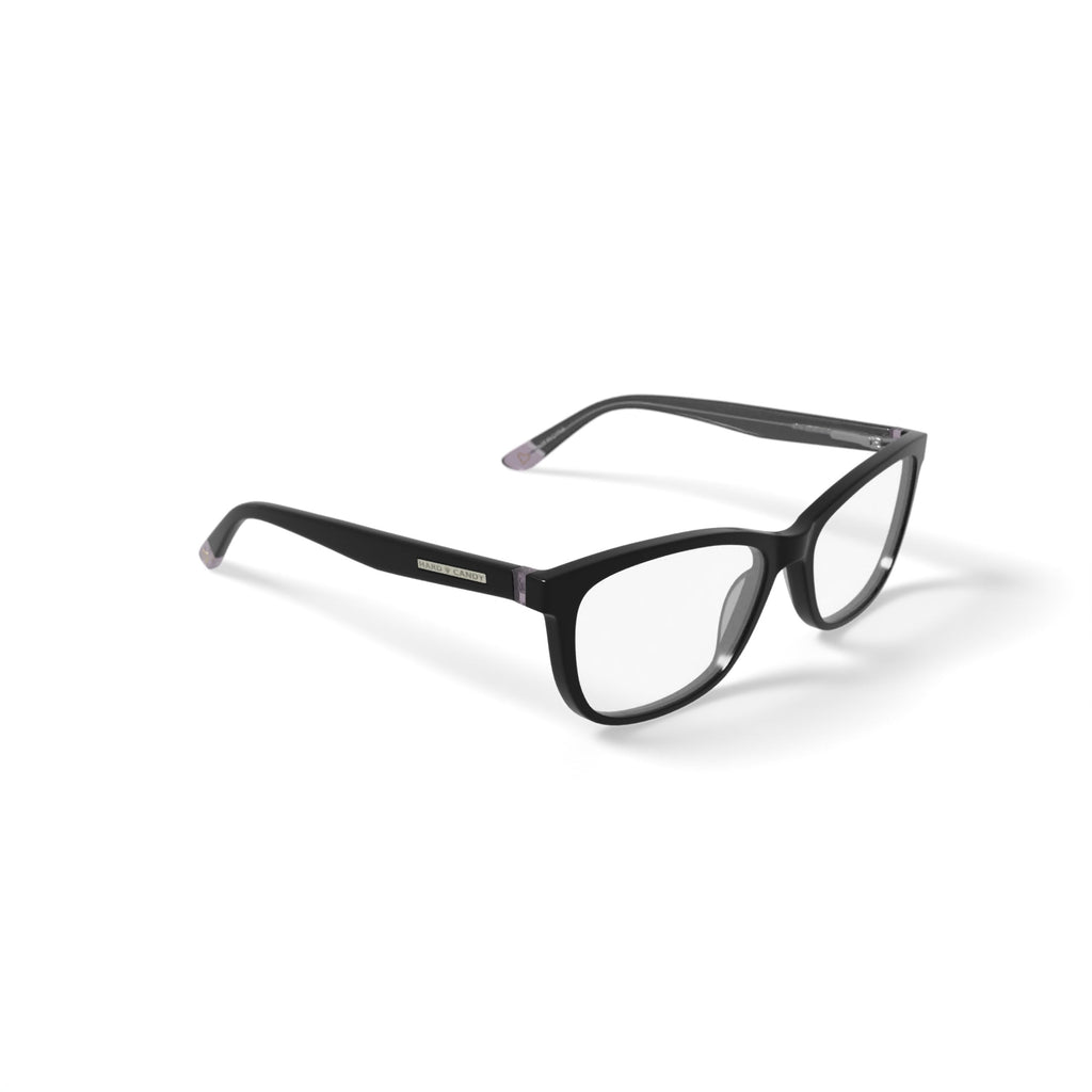 Women's HC38 Square Prescription Eyeglasses with Case, Dark Grey