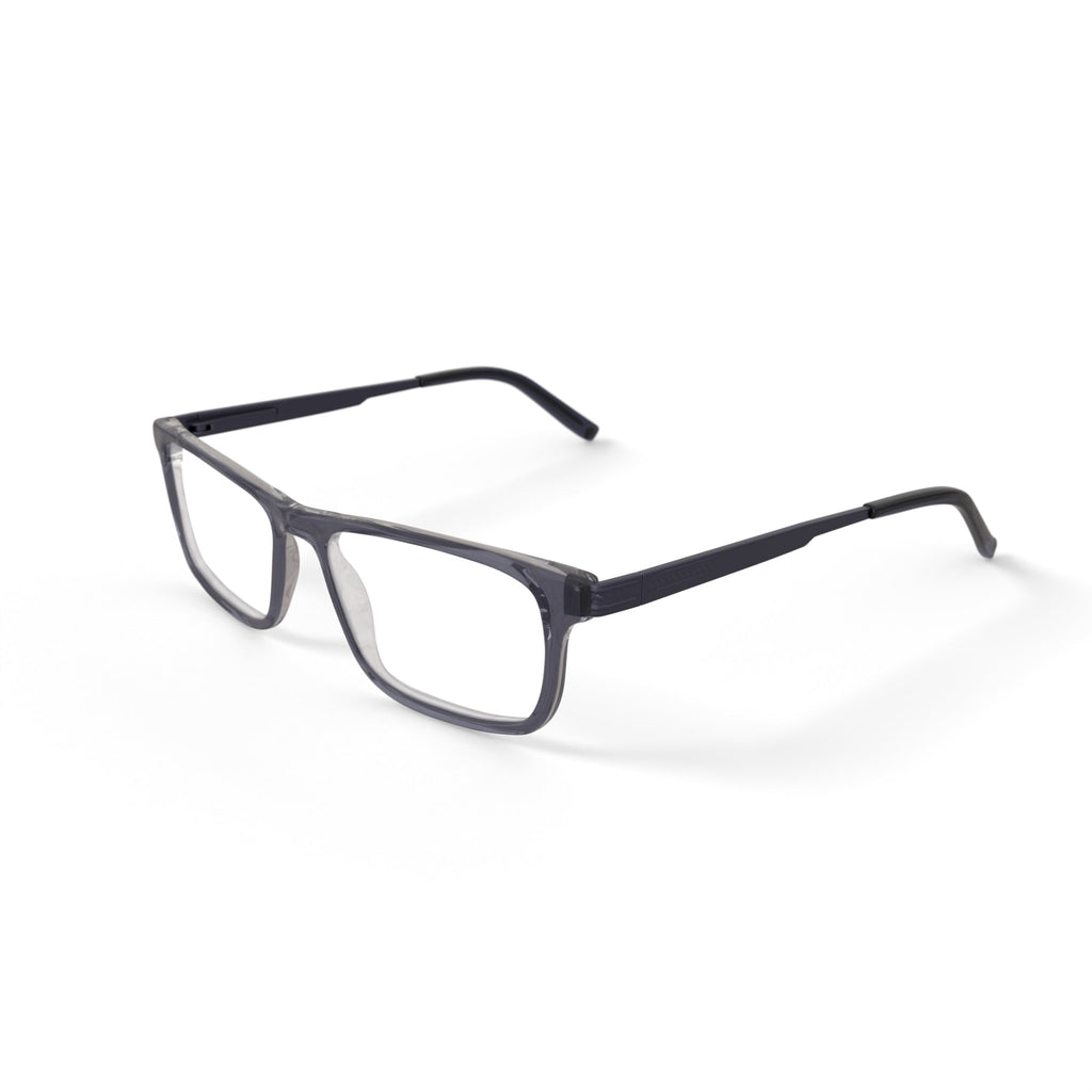 Men's HV720 Rectangular Prescription Eyeglasses with Case, Grey Crystal