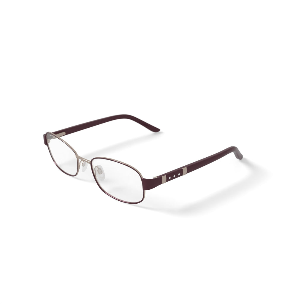 Women's M251 Rectangular Prescription Eyeglasses with Case, Burgundy
