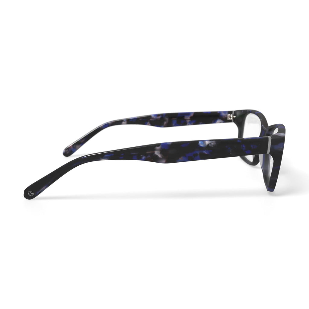 Women's Lui Square Prescription Eyeglasses with Case, Navy Tortoise