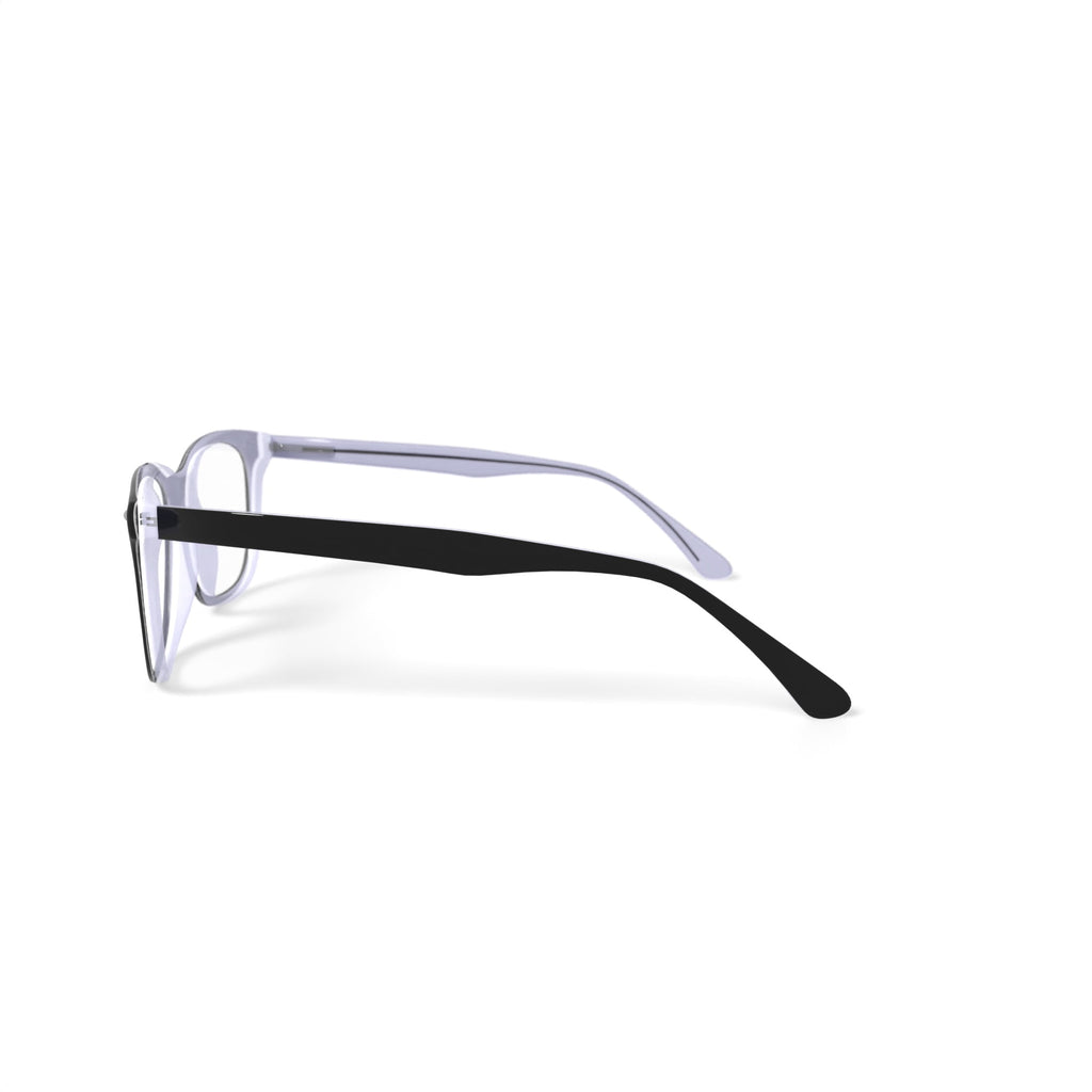 Women's FM13037 Square Prescription Eyeglasses with Case, Black/Crystal
