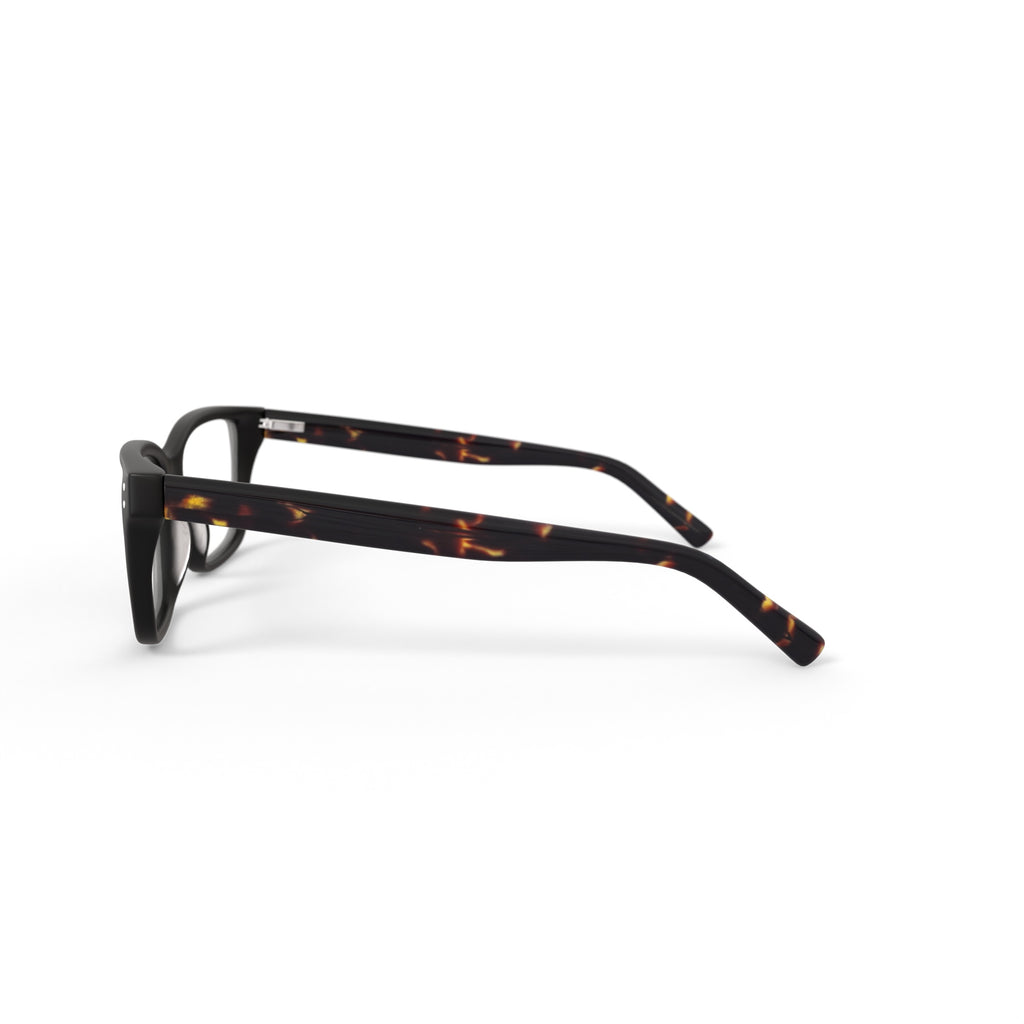 Men's MV014 Curtis Square Prescription Eyeglasses with Case, Shiny Black