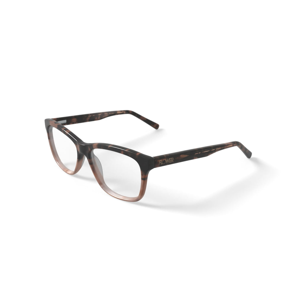 Flower Women's Square Eyeglasses, FLR6010, Lucy, Brown, 52-15-140, with Case