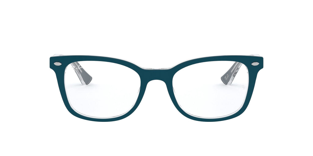  Women's Size 53 Phantos Butterfly RB5285 Optics Prescription Eyeglasses with Case, Turquoise On Transparent/Demo Lens