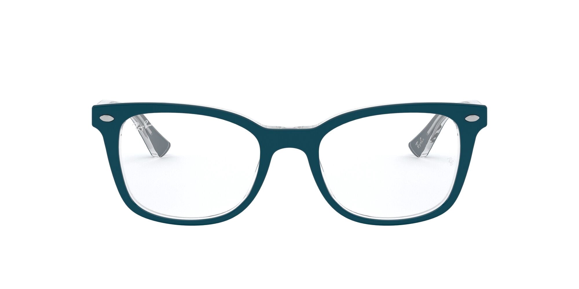  Women's Size 53 Phantos Butterfly RB5285 Optics Prescription Eyeglasses with Case, Turquoise On Transparent/Demo Lens