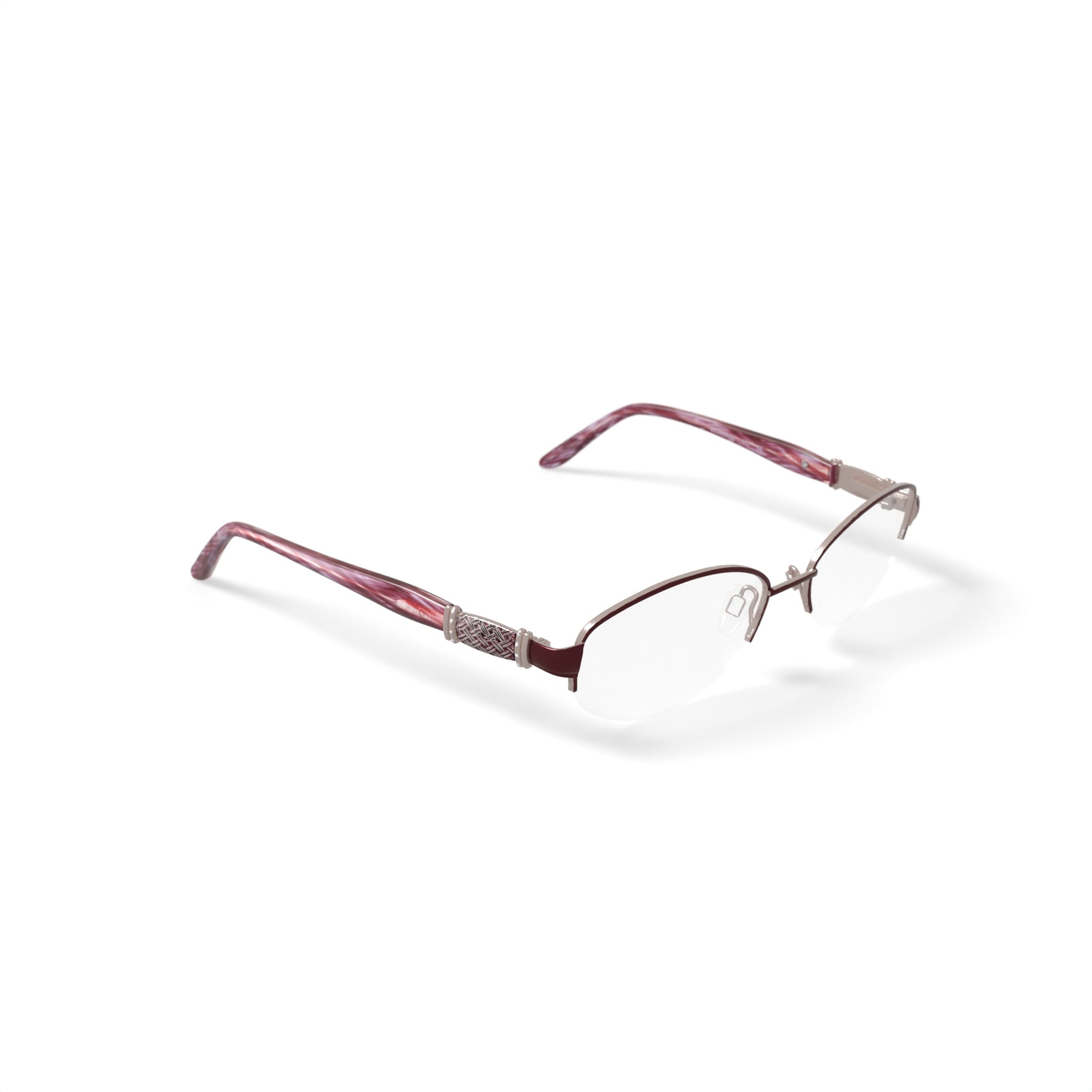 Women's BR68 Oval Prescription Eyeglasses with Case, Burgundy