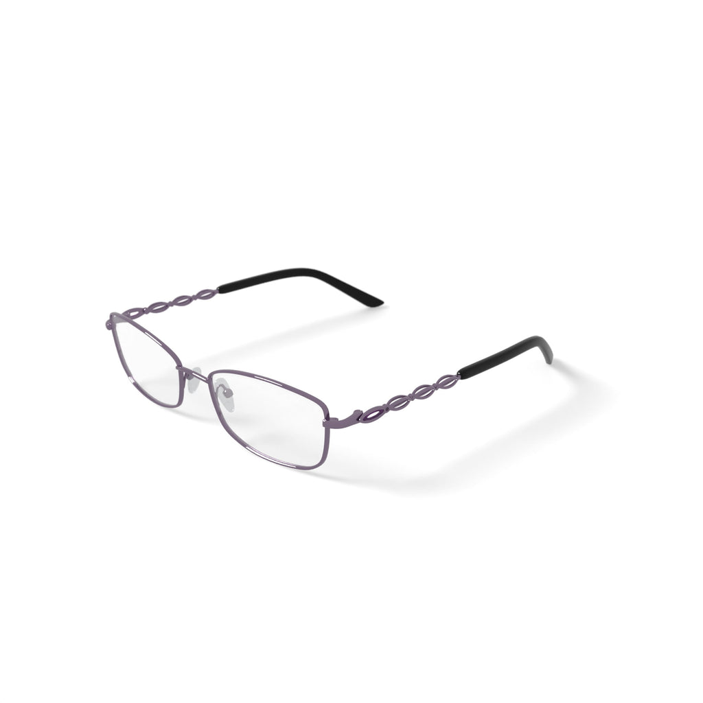 Women's 0413-09 Rectangular Prescription Eyeglasses with Case, Purple