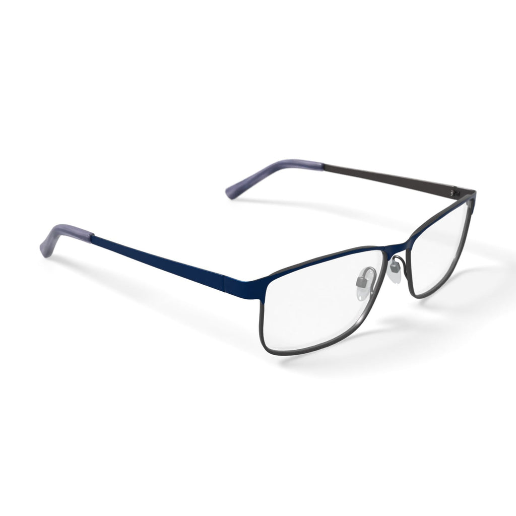 TiFlex Men's T1708 Rectangular Rectangular Prescription Eyeglasses with Case, Navy/Gunmetal