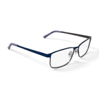 TiFlex Men's T1708 Rectangular Rectangular Prescription Eyeglasses with Case, Navy/Gunmetal