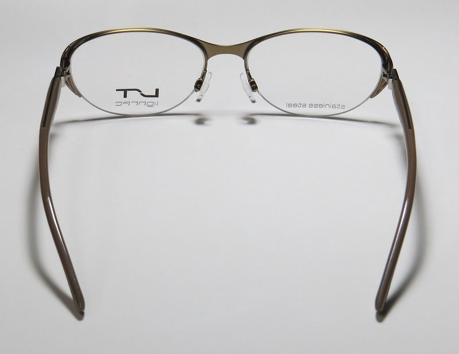 NEW LIGHTEC 7037L WOMENS/LADIES DESIGNER HALF-RIM ANTIQUE GOLD / BROWN FRAME DEMO LENSES 51-16-135 FLEXIBLE HINGES EYEGLASSES/GLASSES