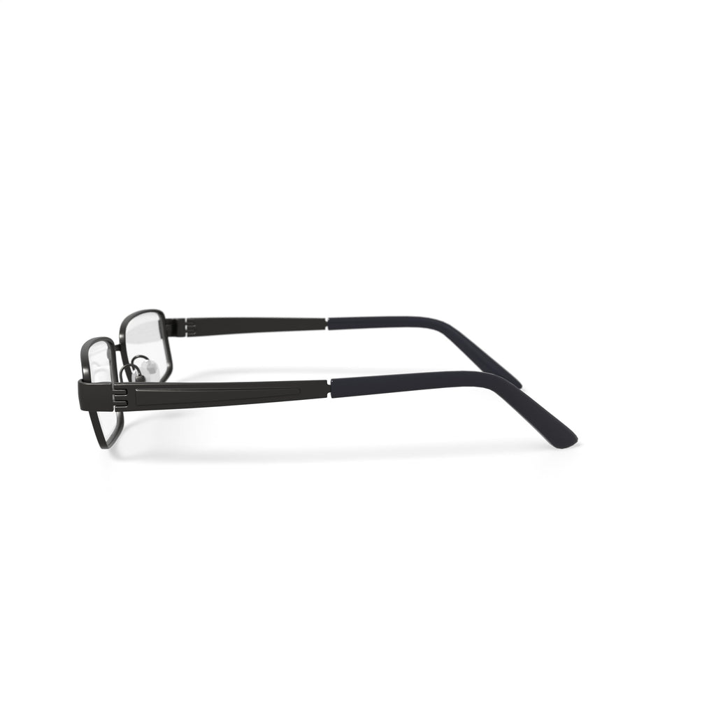 Men's Major Rectangular Prescription Eyeglasses with Case, Dark Gunmetal