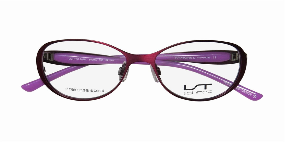 NEW LIGHTEC 7039L WOMENS/LADIES DESIGNER FULL-RIM PLUM / PURPLE FRAME DEMO LENSES 50-15-135 FLEXIBLE HINGES EYEGLASSES/EYEWEAR