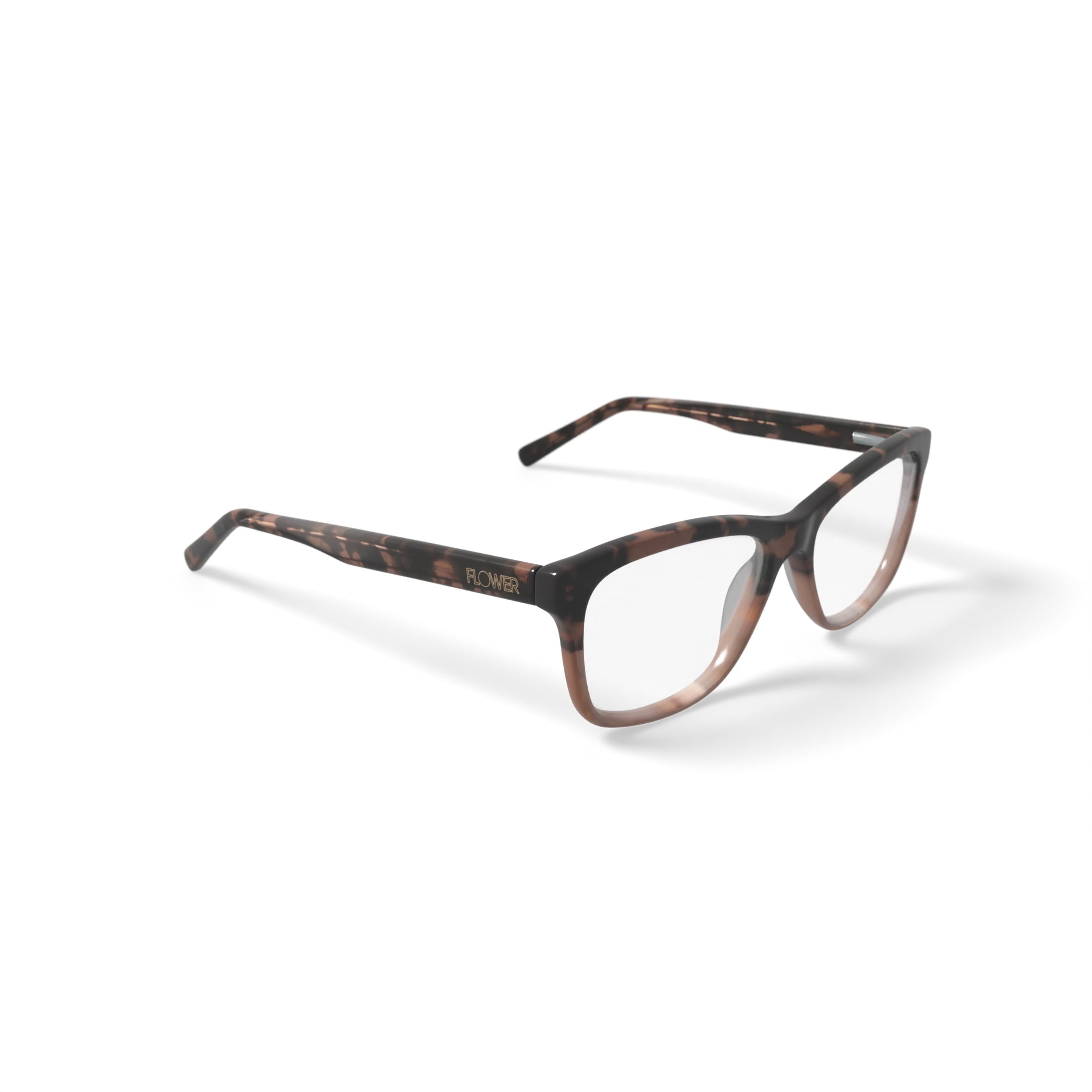 Flower Women's Square Eyeglasses, FLR6010, Lucy, Brown, 52-15-140, with Case