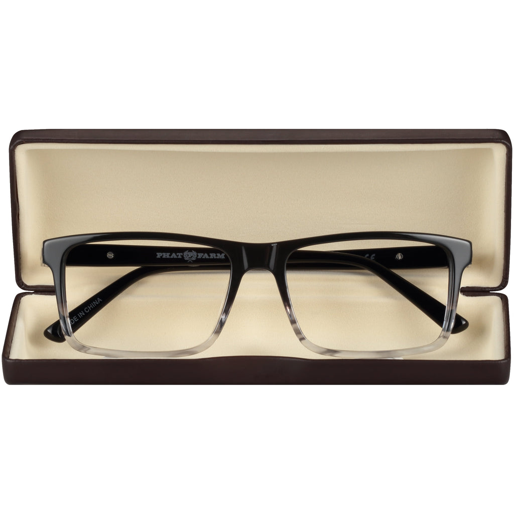 Men's HV713 Rectangular Prescription Eyeglasses with Case, Grey Crystal Gradient