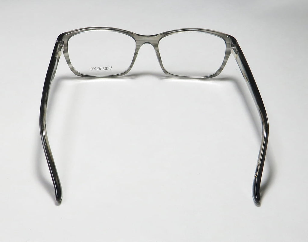 NEW VERA WANG LUXE JACQUETTE WOMENS/LADIES RECTANGULAR FULL-RIM HORN FRAME DEMO LENSES 52-16-135 SPRING HINGES EYEGLASSES/EYEWEAR
