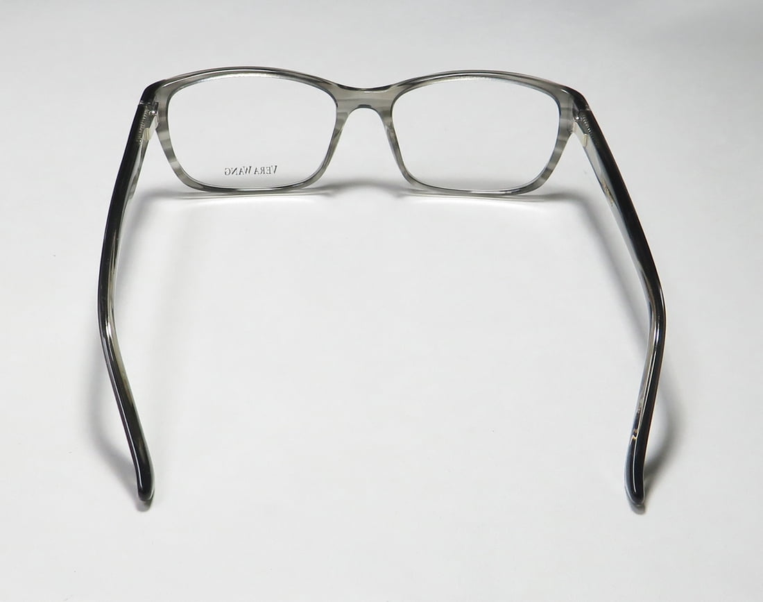 NEW VERA WANG LUXE JACQUETTE WOMENS/LADIES RECTANGULAR FULL-RIM HORN FRAME DEMO LENSES 52-16-135 SPRING HINGES EYEGLASSES/EYEWEAR