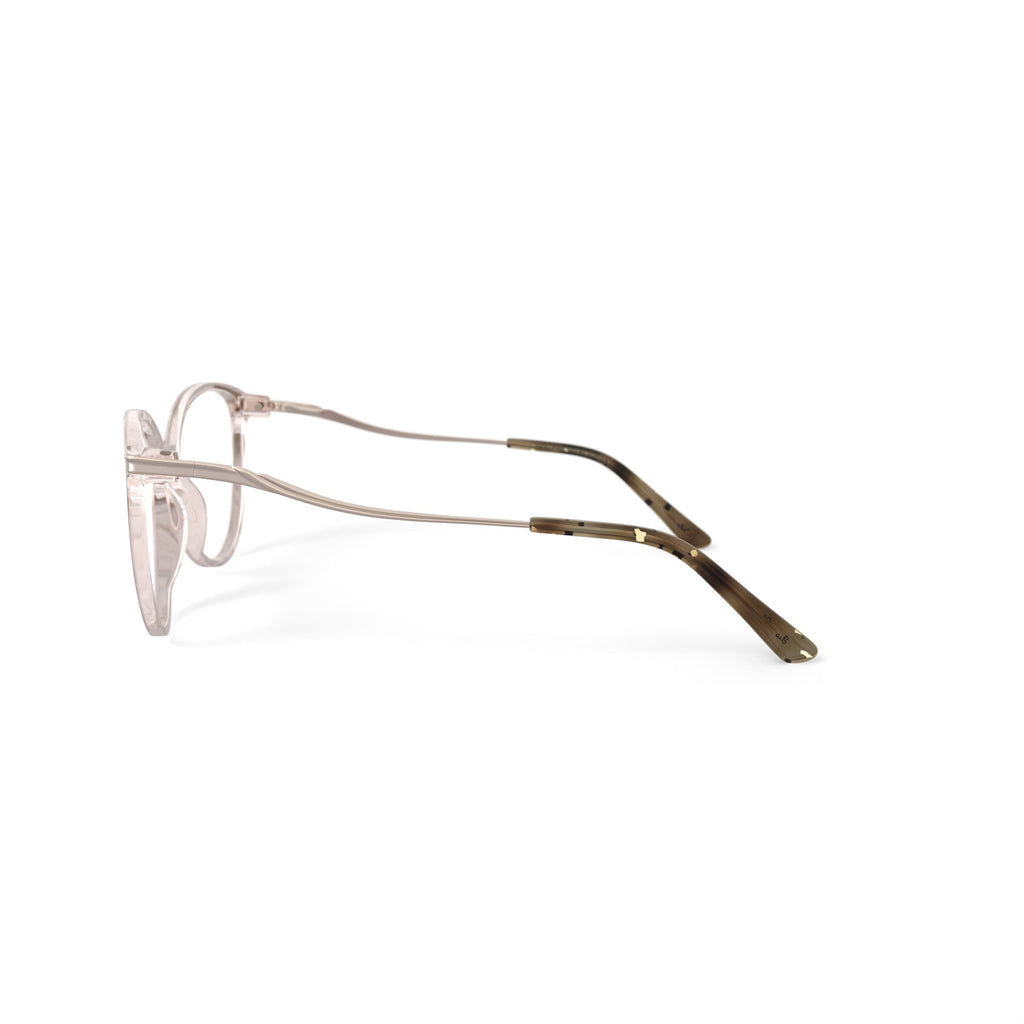 Womens H05Z Round Prescription Eyeglasses with Case, Champagne