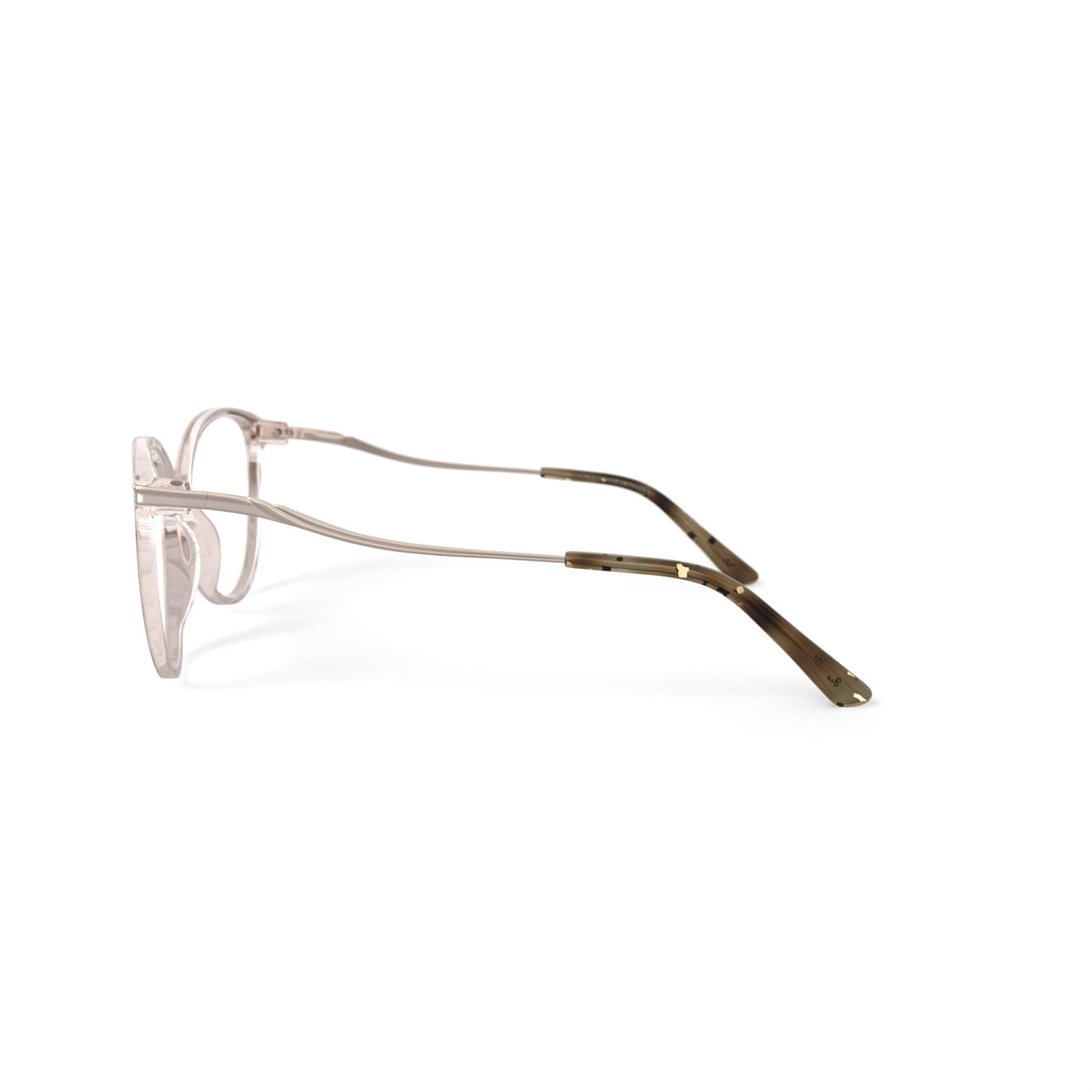 Womens H05Z Round Prescription Eyeglasses with Case, Champagne