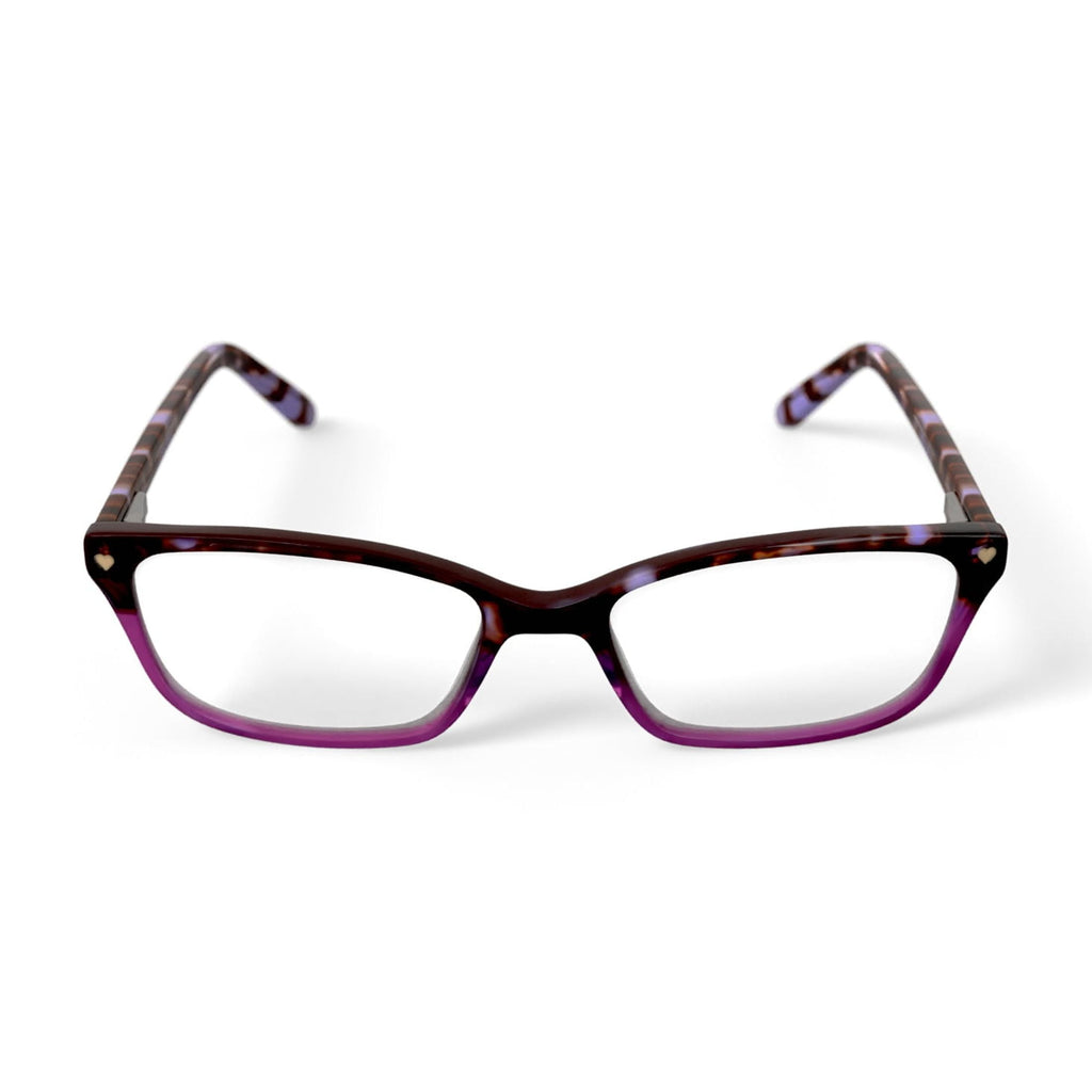 Women's HC07 Rectangular Prescription Eyeglasses with Case, Purple Tortoise