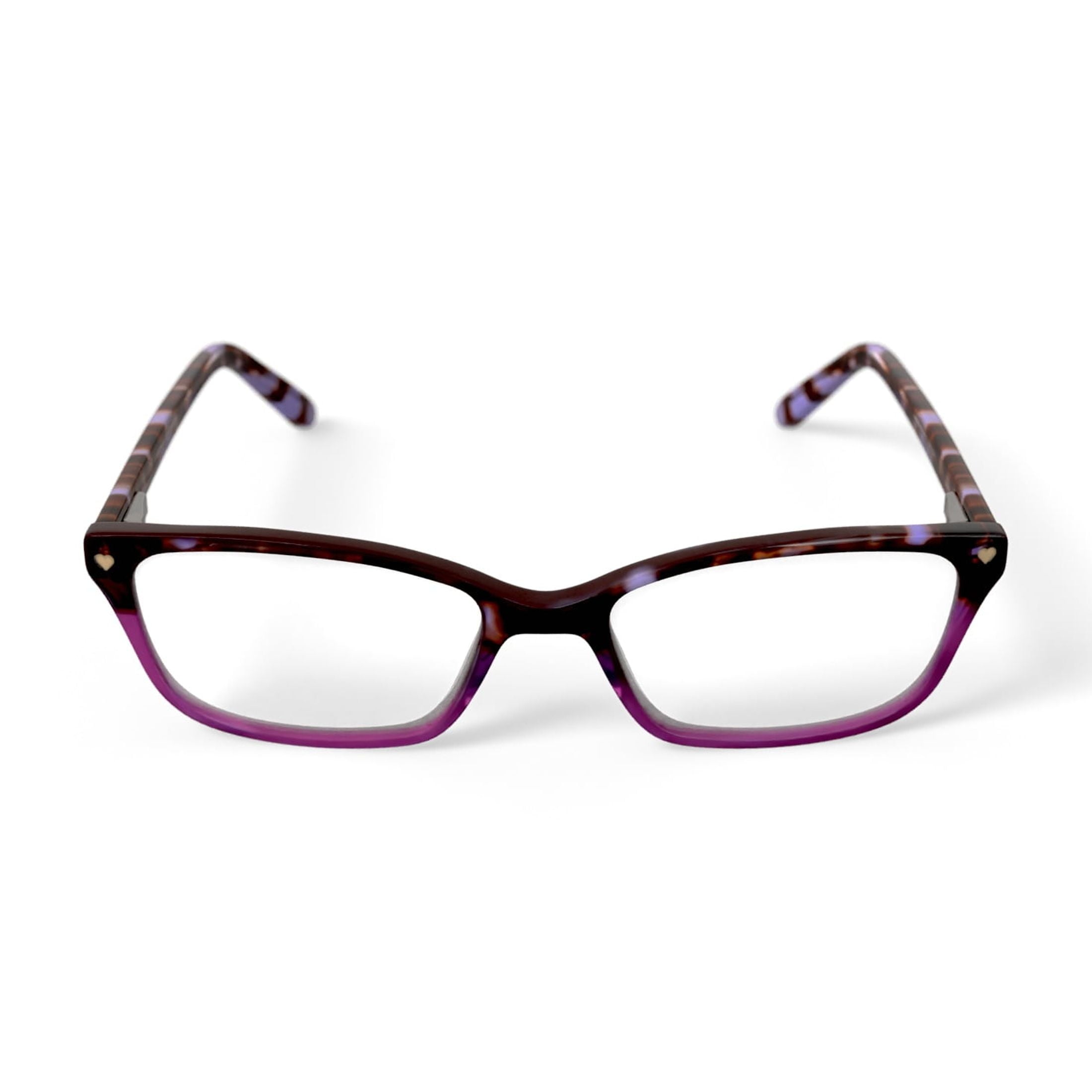 Women's HC07 Rectangular Prescription Eyeglasses with Case, Purple Tortoise