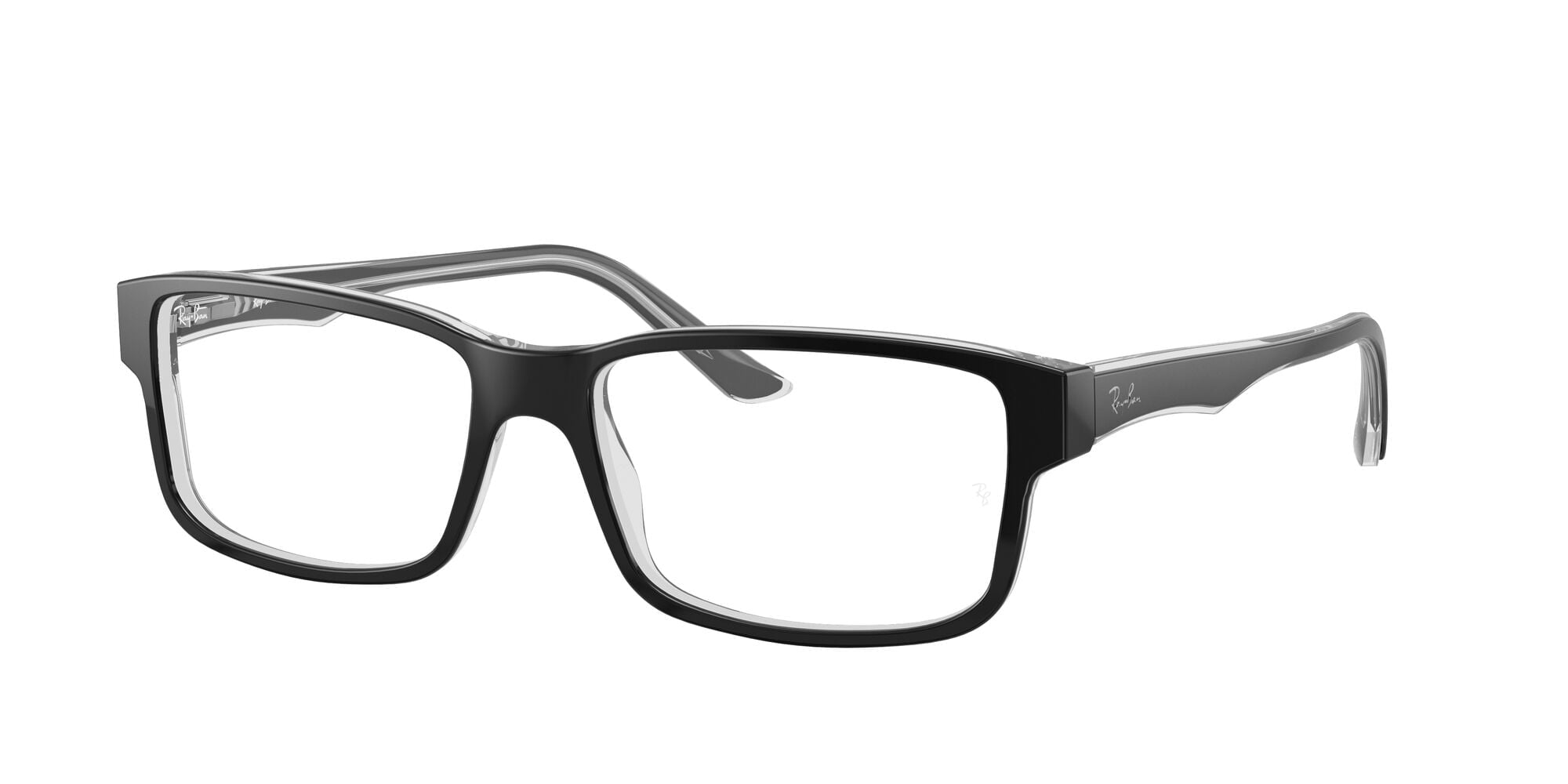  Unisex Size 54 Square RB5245 Optics Prescription Eyeglasses with Case, Black On Transparent