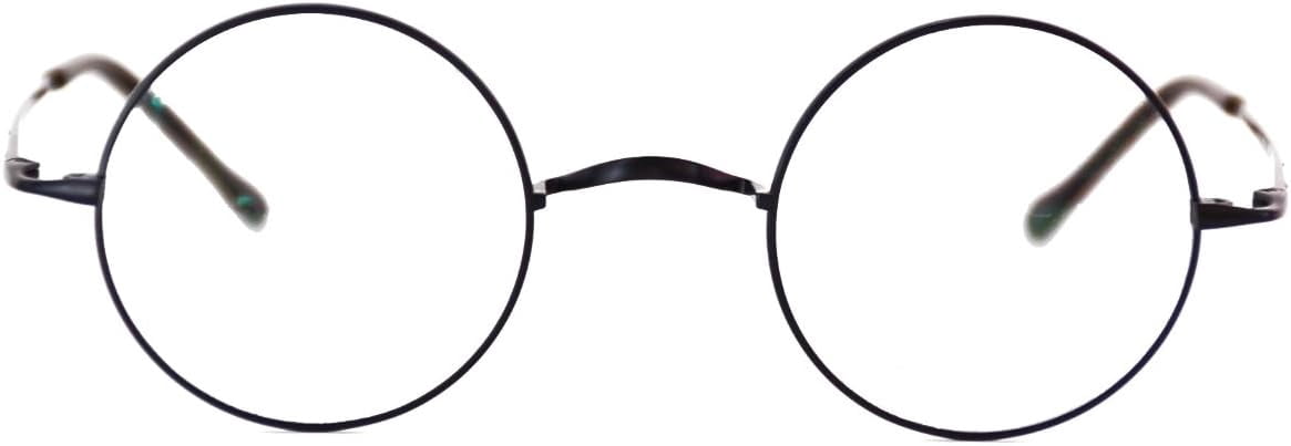 Agstum Pure Titanium Retro Round Gold Eyeglasses Frame without Nose Pads