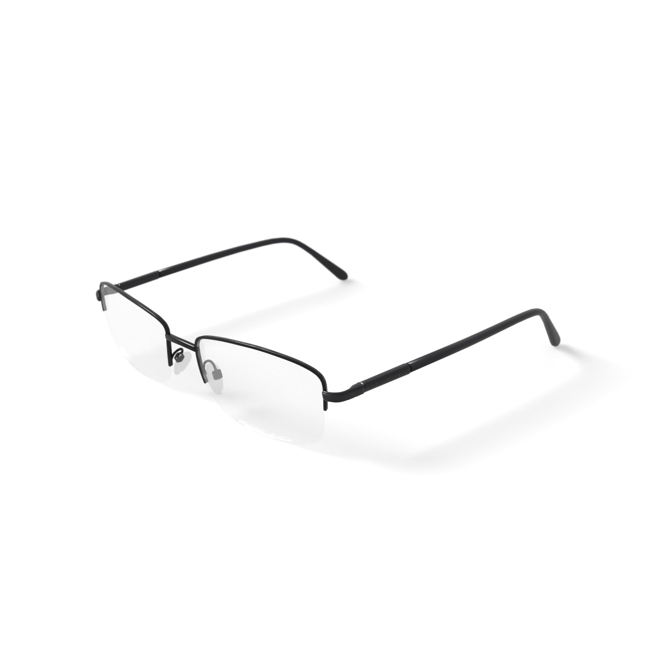 Unisex Recruit Rectangular Prescription Eyeglasses with Case, Gunmetal Black