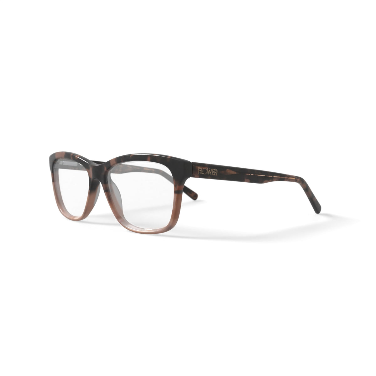 Flower Women's Square Eyeglasses, FLR6010, Lucy, Brown, 52-15-140, with Case