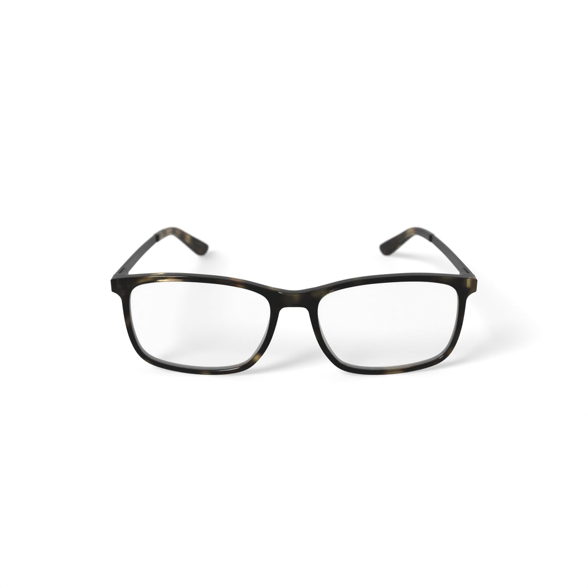 M America Men's Brighton Square Prescription Eyeglasses with Case, Brown Tortoise