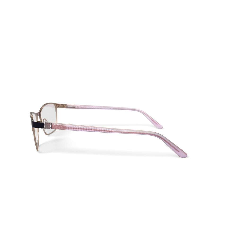 Women's EC455 Browline Prescription Eyeglasses with Case, Brown Gold