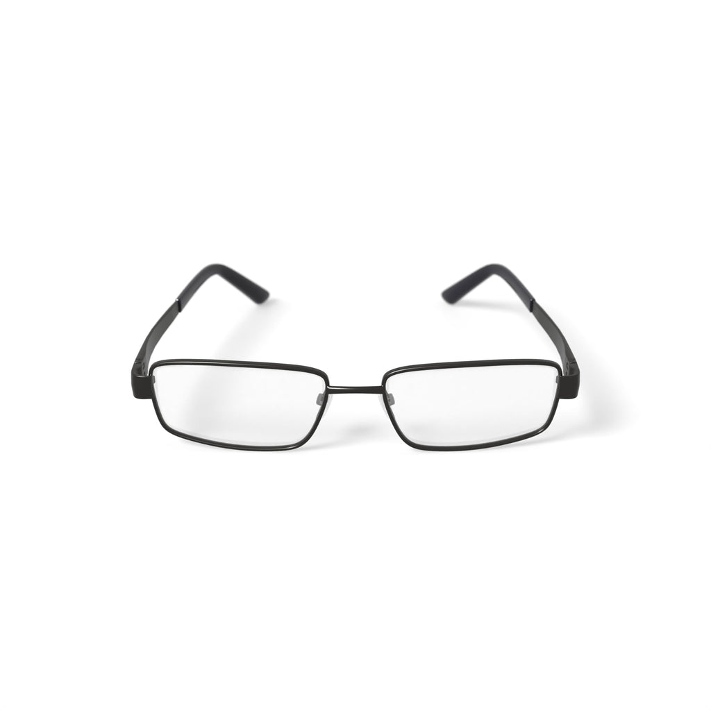 Men's Major Rectangular Prescription Eyeglasses with Case, Dark Gunmetal