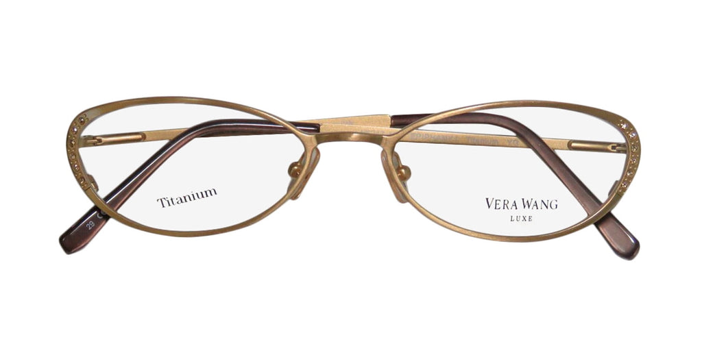 NEW VERA WANG LUXE EPIPHANY I WOMENS/LADIES CAT EYE FULL-RIM TITANIUM GOLD TITANIUM CAT EYE HANDMADE IN ITALY FRAME DEMO LENSES 49-17-130 SPRING HINGES EYEGLASSES/EYE GLASSES