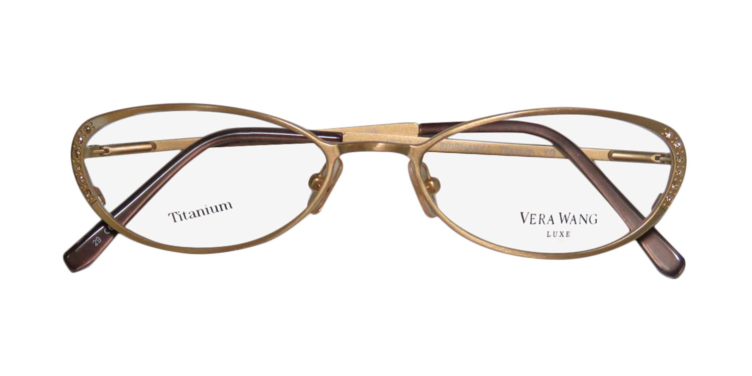 NEW VERA WANG LUXE EPIPHANY I WOMENS/LADIES CAT EYE FULL-RIM TITANIUM GOLD TITANIUM CAT EYE HANDMADE IN ITALY FRAME DEMO LENSES 49-17-130 SPRING HINGES EYEGLASSES/EYE GLASSES