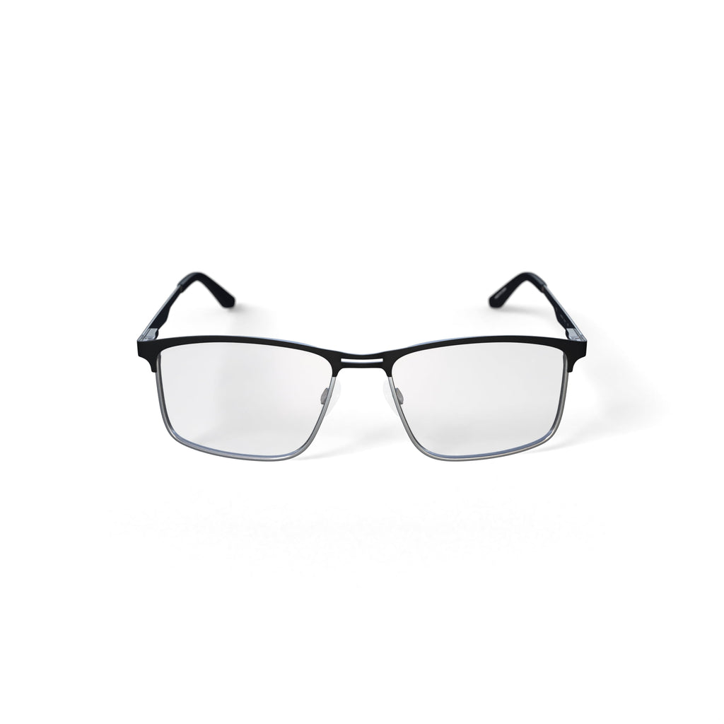 Men's Dwaine Browline Prescription Eyeglasses with Case, Black/Gold