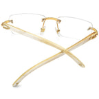 HEPIDEM 100% Really Buffalo Horn Handmade Glasses Rimless Diamonds Eyeglasses (0015 White )