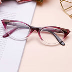 4 Pairs of Women Cat Eyes Reading Glasses Ladies Readers Spring Hinge Butterfly Trendy Plastic HD Diamond Presbyopia Glasses +2.00