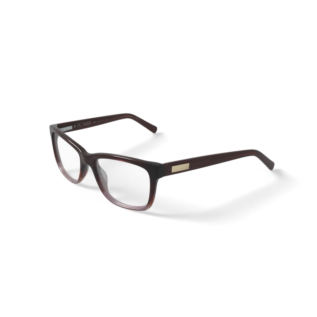 Flower Women's Square Eyeglasses, FLR6005, Lauren, Brown, 52-16-135, with Case
