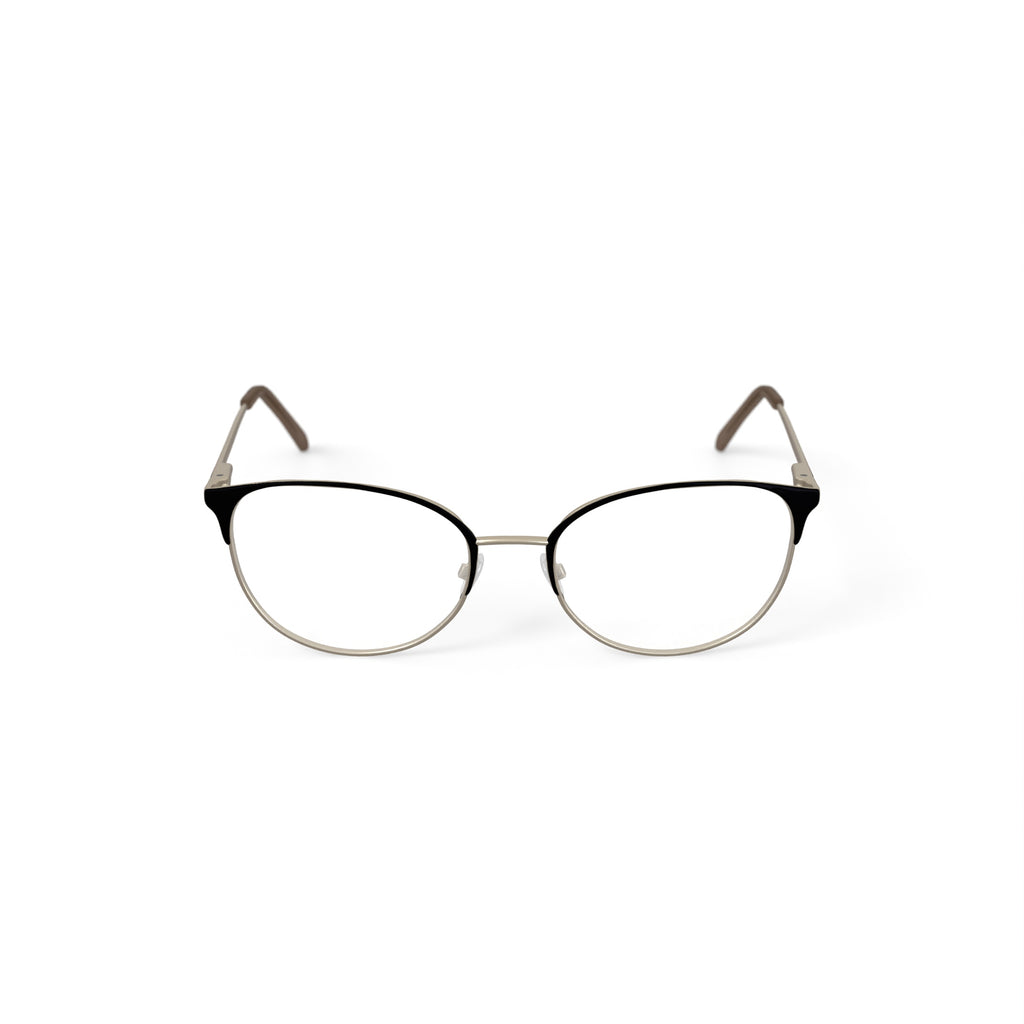 Flower Women's FLR6050 Prescription Eyeglasses with Case, Black/Gold