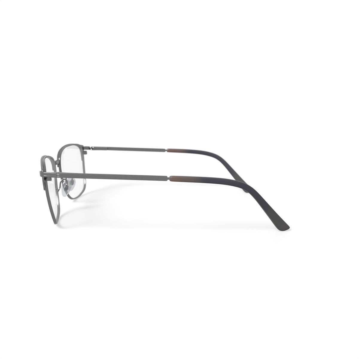 Men's MOP44 Square Prescription Eyeglasses with Case, Black/Silver