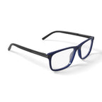 Men's M0501 Square Prescription Eyeglasses with Case, Navy Blue