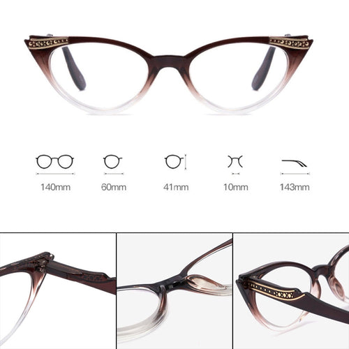4 Pairs of Women Cat Eyes Reading Glasses Ladies Readers Spring Hinge Butterfly Trendy Plastic HD Diamond Presbyopia Glasses +2.00