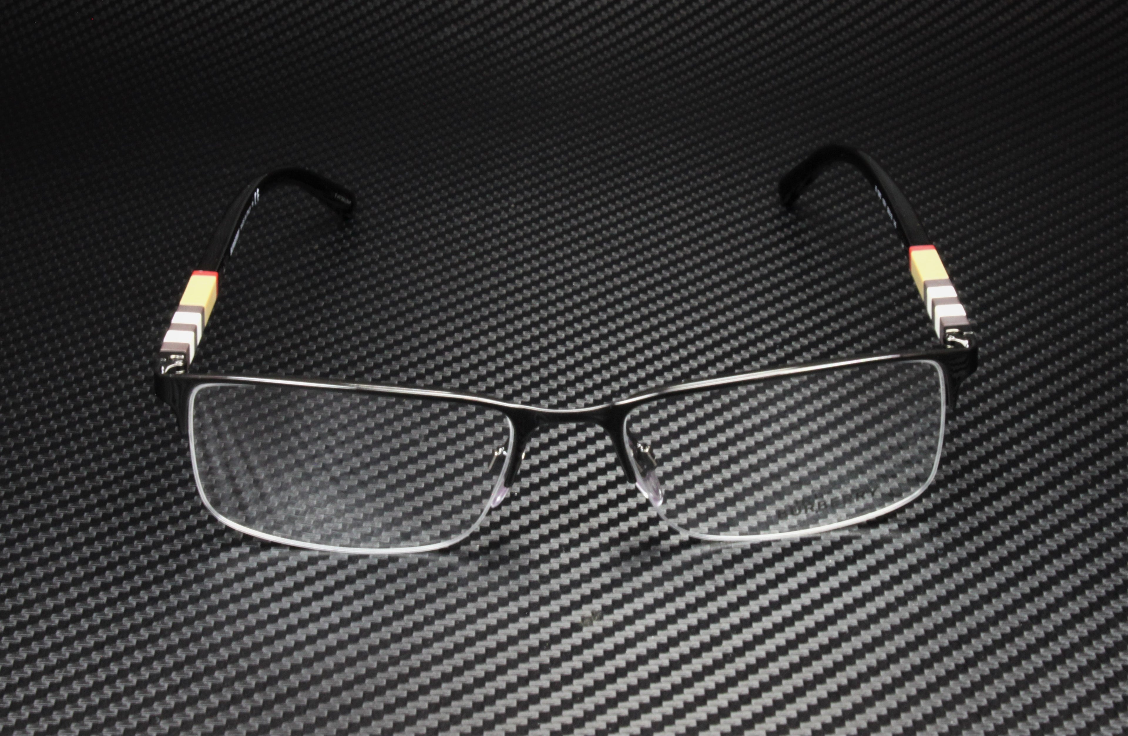 Burberry BE1282 l Unisex Semi-Rimless Eyeglasses Black Palladium 55mm Adult