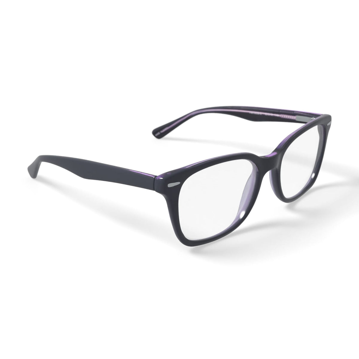 Womens FM13038 Square Prescription Eyeglasses with Case, Black/Purple